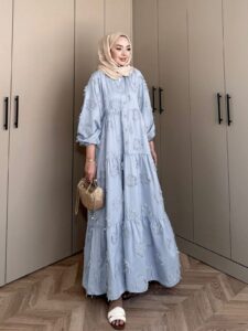 Lola Motif Desen Elbise L10087 - Mavi Rüya