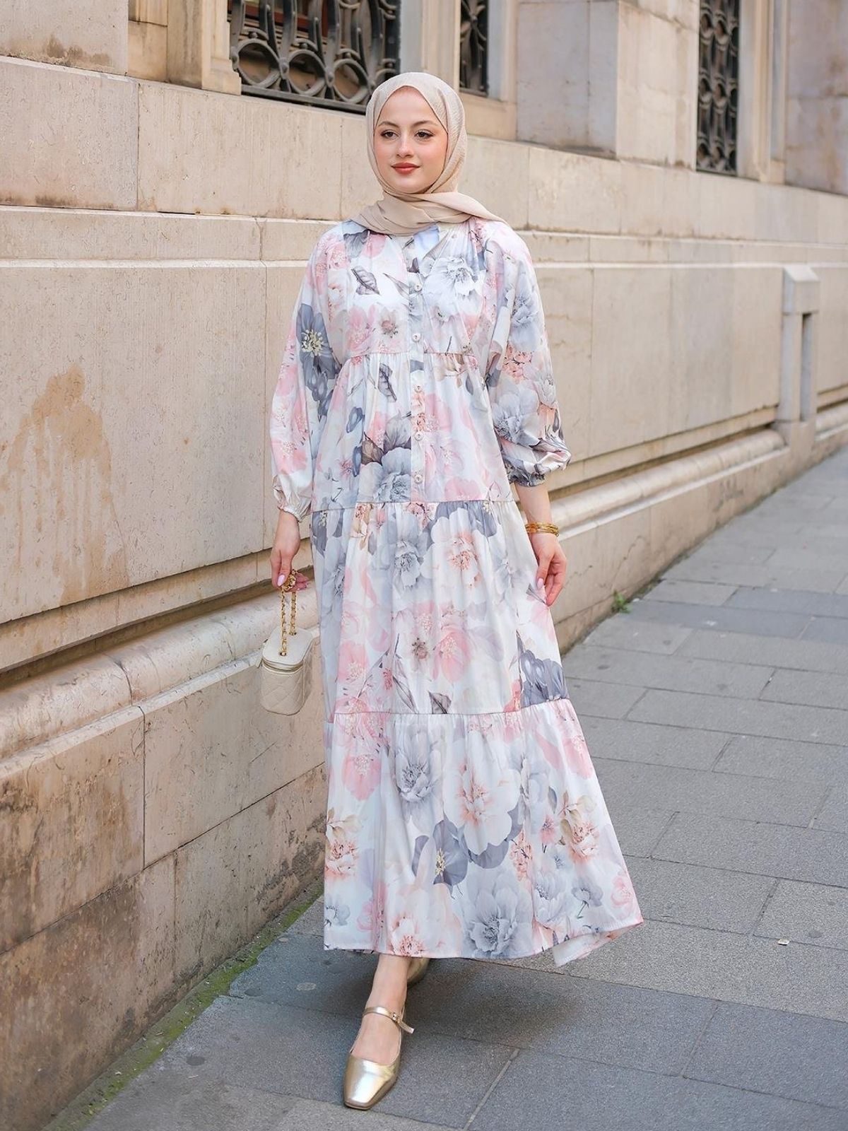 Soho Pastel Elbise L10097 - Gri