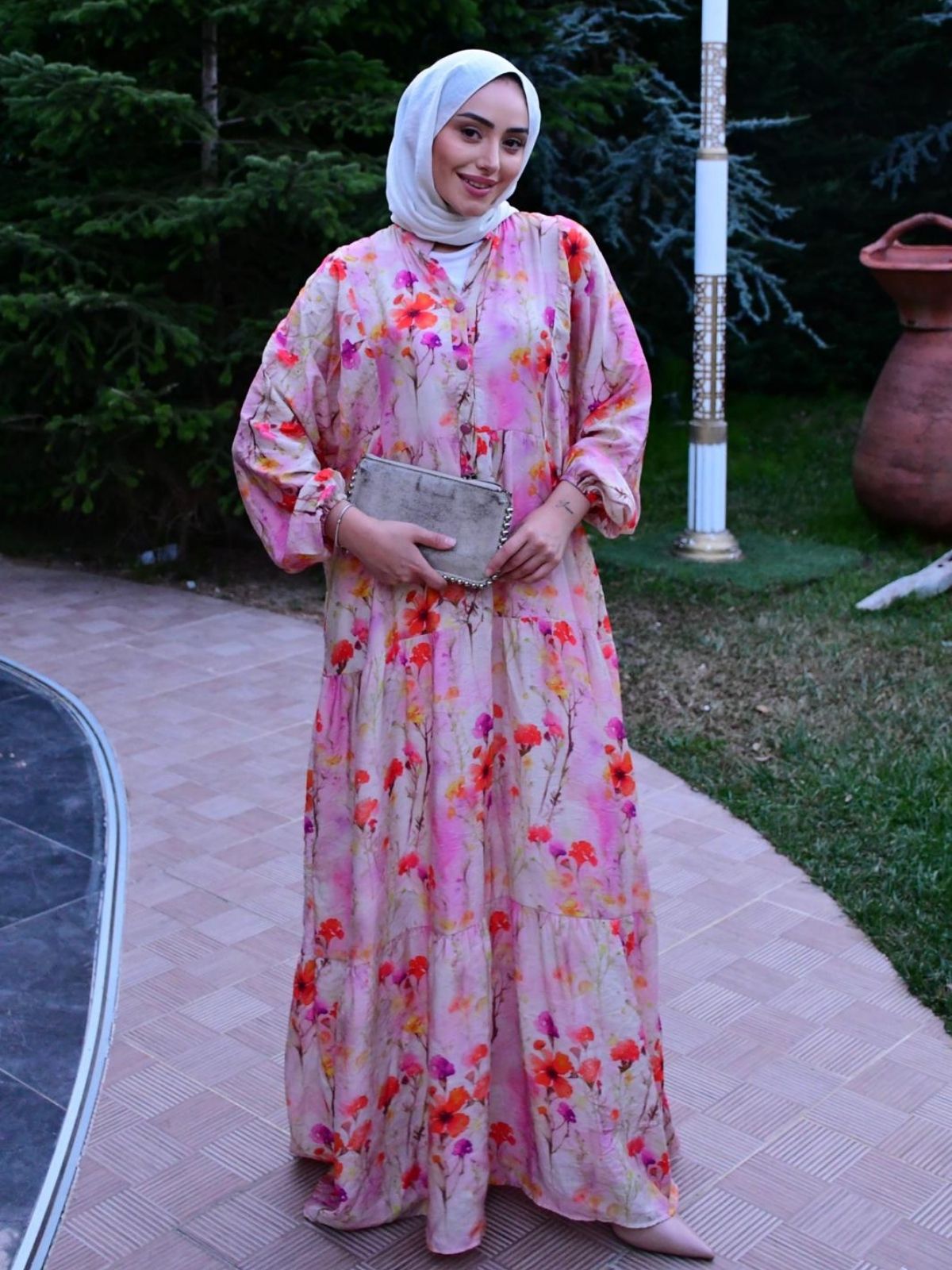 Lilaress Elbise L100101 - Toz Pembe