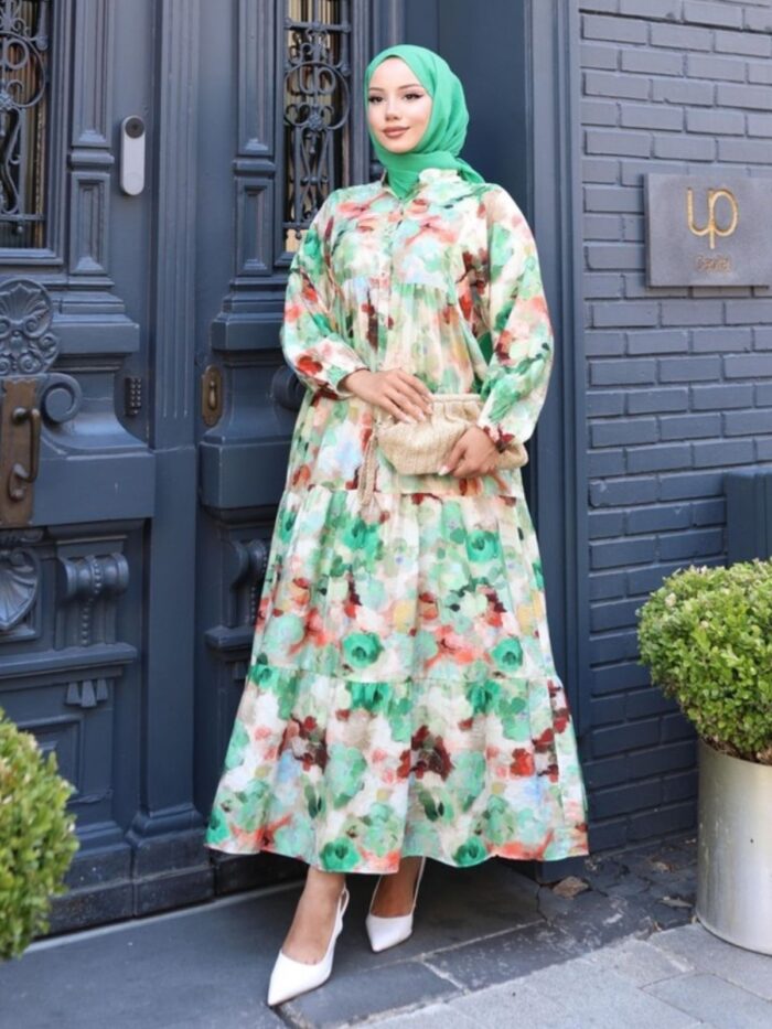 Samyella  Elbise L100104 - Toz Yeşil