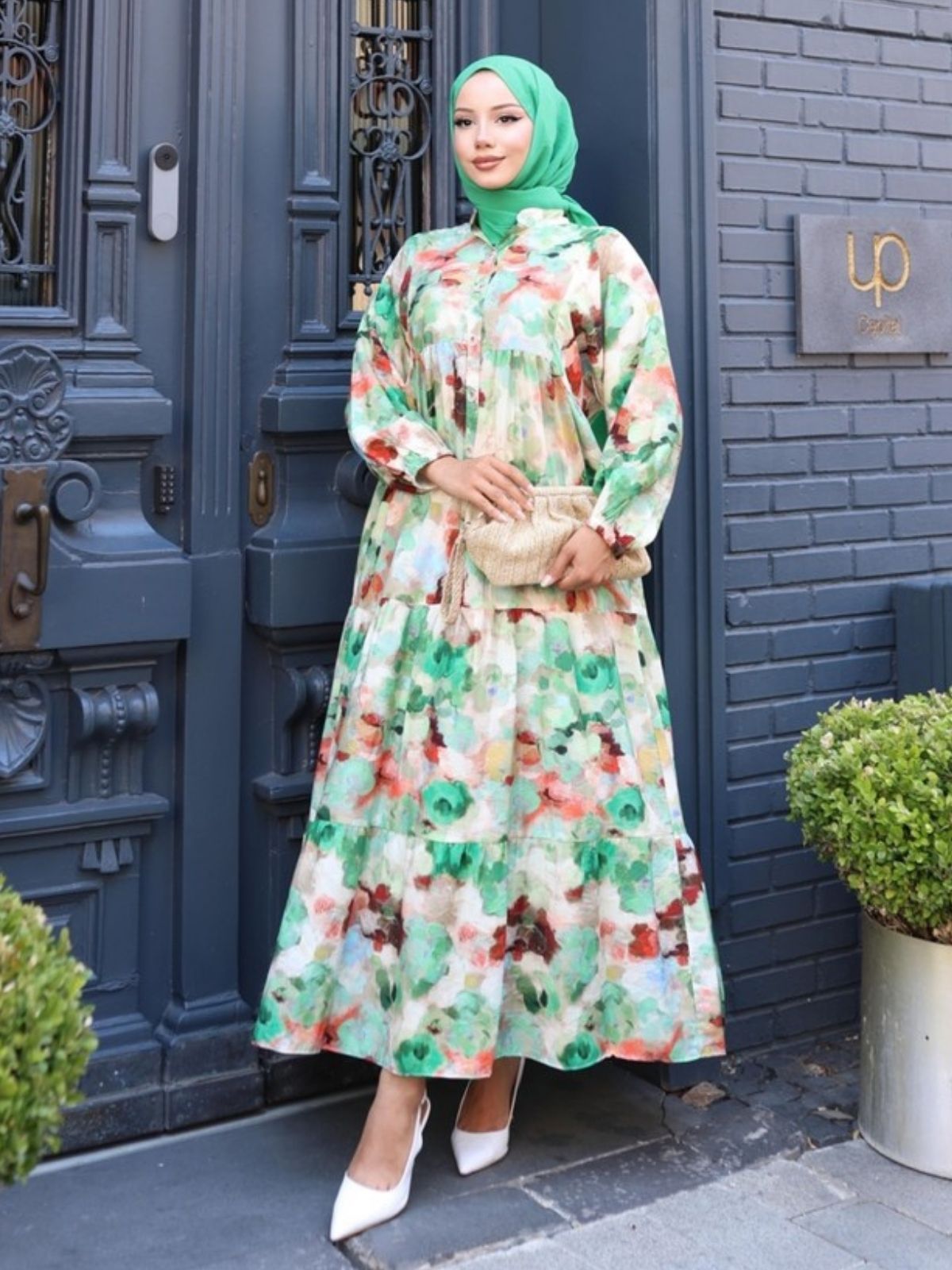 Samyella  Elbise L100104 - Toz Yeşil