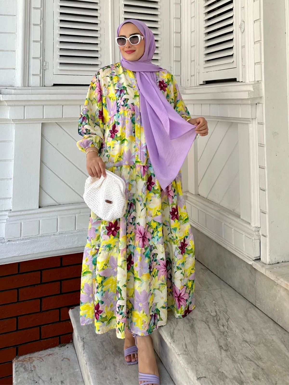 Risonna Desen Elbise L100125 - Bahar Sarısı