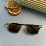 Gucci Metal Çerçeve Kare Gold Kadın Güneş Gözlüğü - Kahverengi