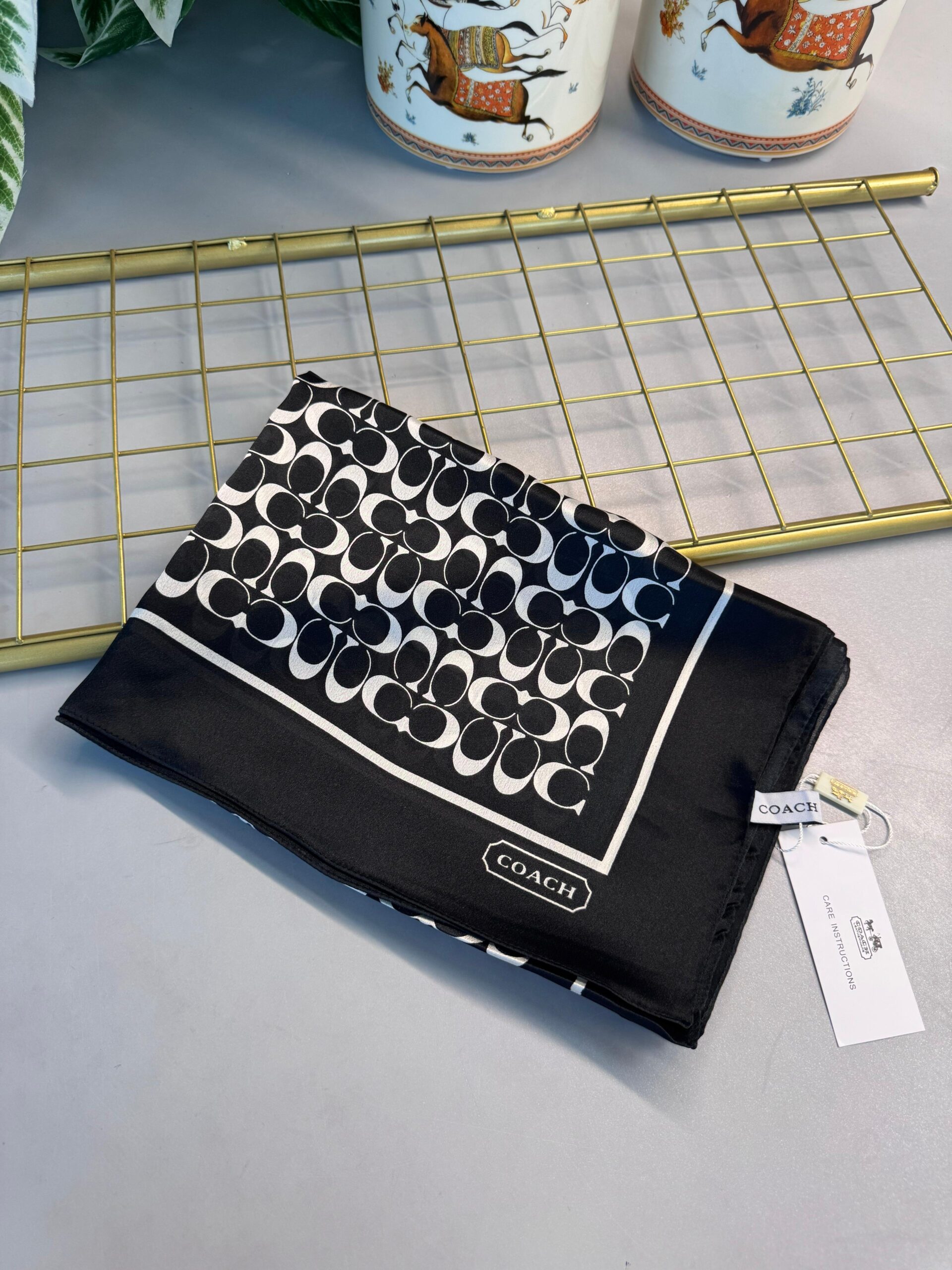 Coach Desen Vual İpek Şal - Siyah