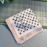 LV Şerit Desen Vual İpek Eşarp - Soft Pembe