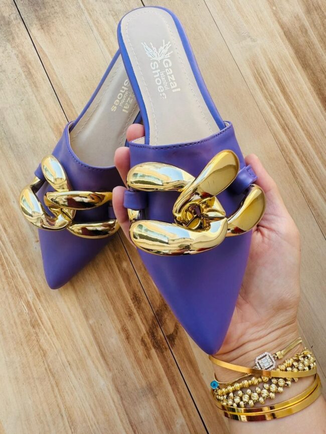 Stiletto Burun Altın Halka – Lila 39 Beden