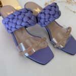 Taş Detay Şeffaf Topuklu Ayakkabı – Lila 39 Beden