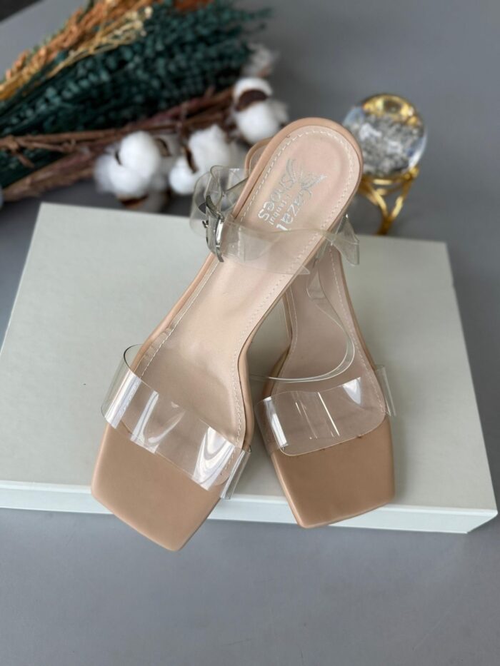Şeffaf Nude Topuklu Ayakkabı – Vizon 40 Beden