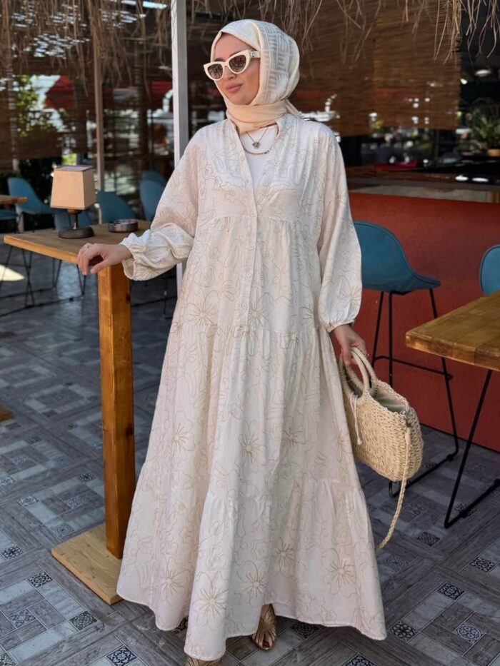 Keten Linen Breeze Elbise- Bej