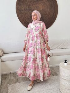 Mimoza Desen Elbise -Pamuk Şekeri