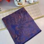 Dubai Kendinden Dokulu Çift Taraflı İpek Şal - 5252 - Lacivert