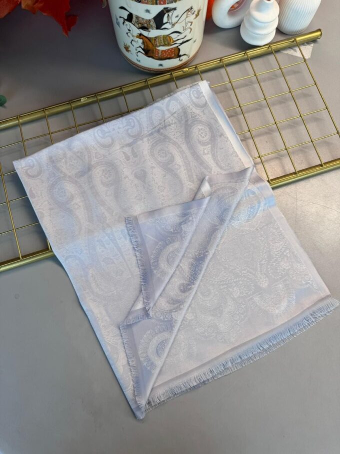 Dubai Kendinden Dokulu Çift Taraflı İpek Şal - 5252 -Gri