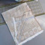 Bella Kendinden Dokulu Çift Taraflı İpek Şal - 4598 -Taş