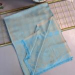 Milano Kendinden Dokulu Çift Taraflı İpek Şal - 8963 -  Mavi