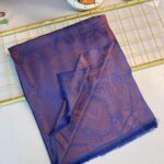 Milano Kendinden Dokulu Çift Taraflı İpek Şal - 8963 -  Lacivert