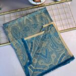 Milano Kendinden Dokulu Çift Taraflı İpek Şal - 8963 -  Petrol