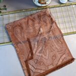 Milano Kendinden Dokulu Çift Taraflı İpek Şal - 8963 - Karamel