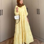 Lola Motif Desen Elbise L10086 BÜYÜK BEDEN - Limon Çiçeği