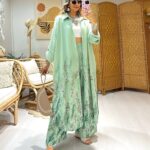 Nil Çiçek Desen İkili Takım TK100141 - Aqua Yeşil