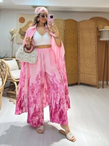 Nil Çiçek Desen İkili Takım TK100142 - Şeker Pembe