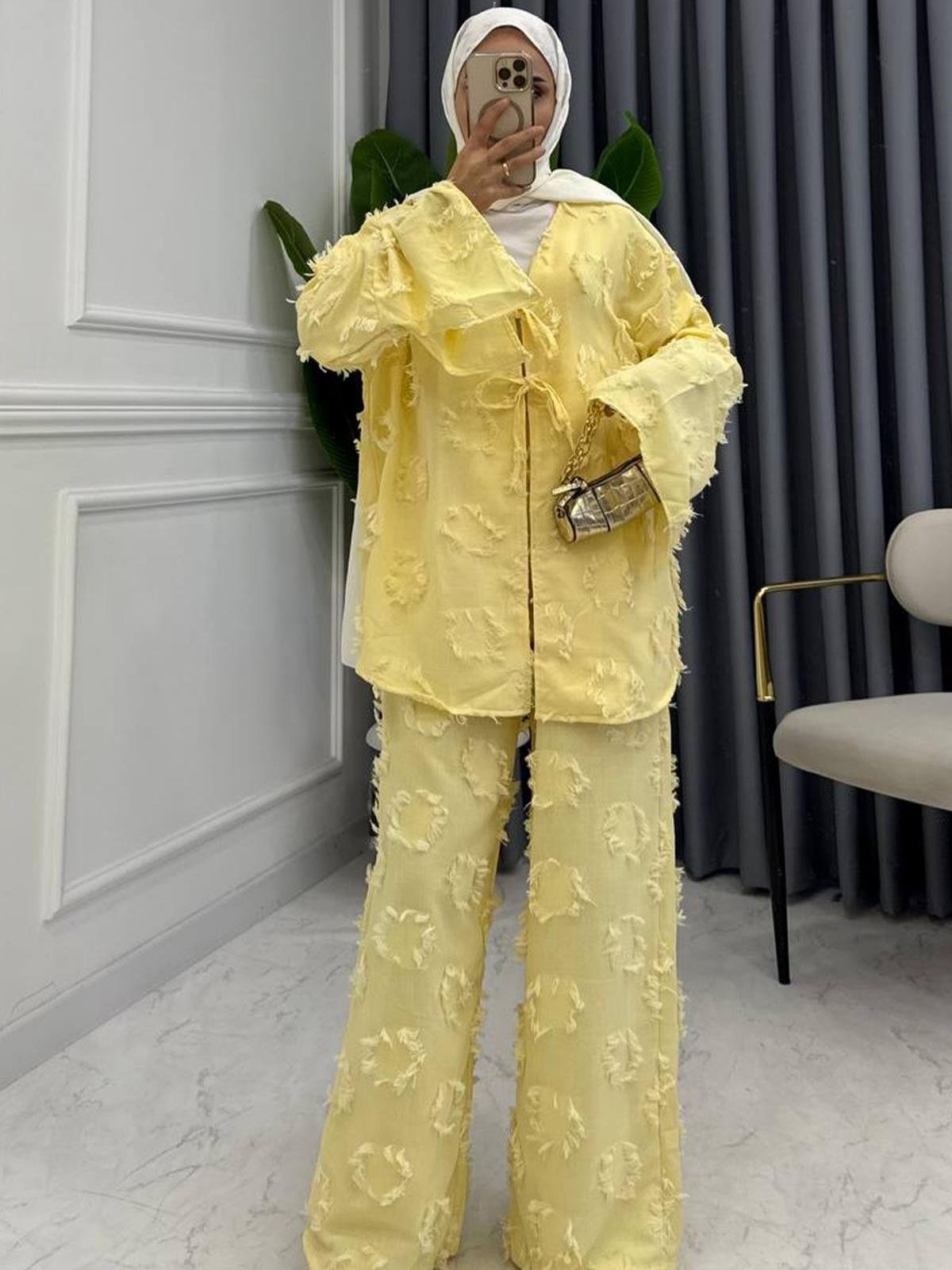 Hola Motif Desen İkili Takım TK100143 - Gün Işığı