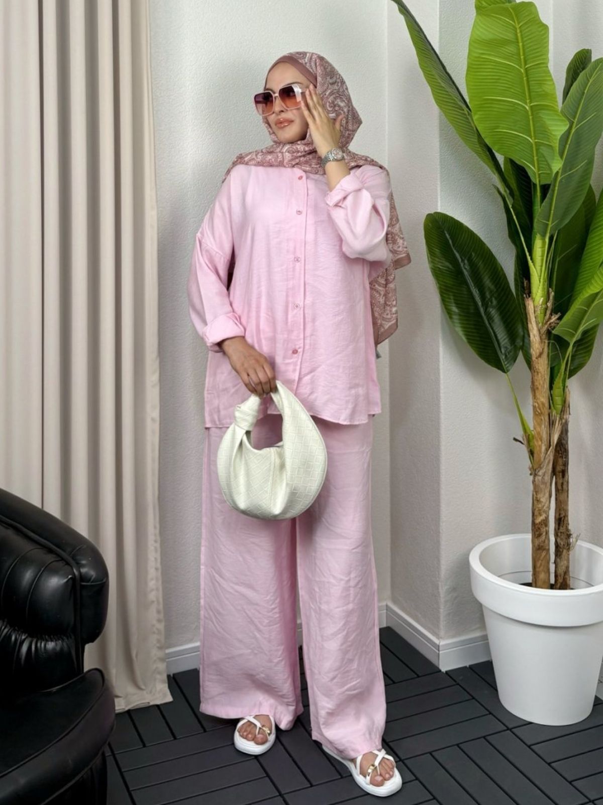 Aisha Gömlek İkili Takım TK100160 - Toz Pembe