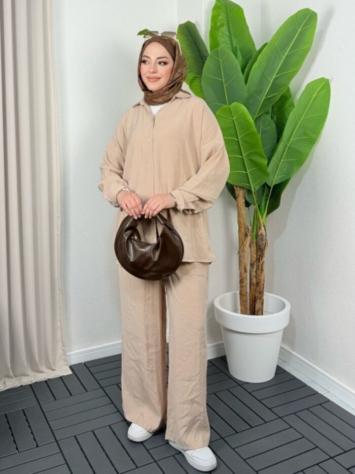 Aisha Gömlek İkili Takım TK100161 - Latte