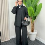 Aisha Gömlek İkili Takım TK100164 - Siyah