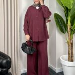 Aisha Gömlek İkili Takım TK100165 - Bordo