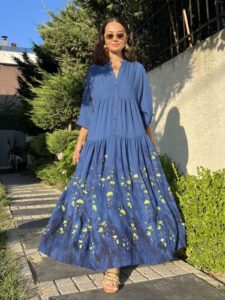 Solinda  Elbise  L100204  - Saks Mavi