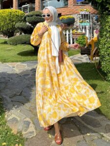 Asel Desen Elbise  L100206  - Portakal