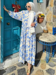 Asel Desen Elbise  L100206  - Maviş