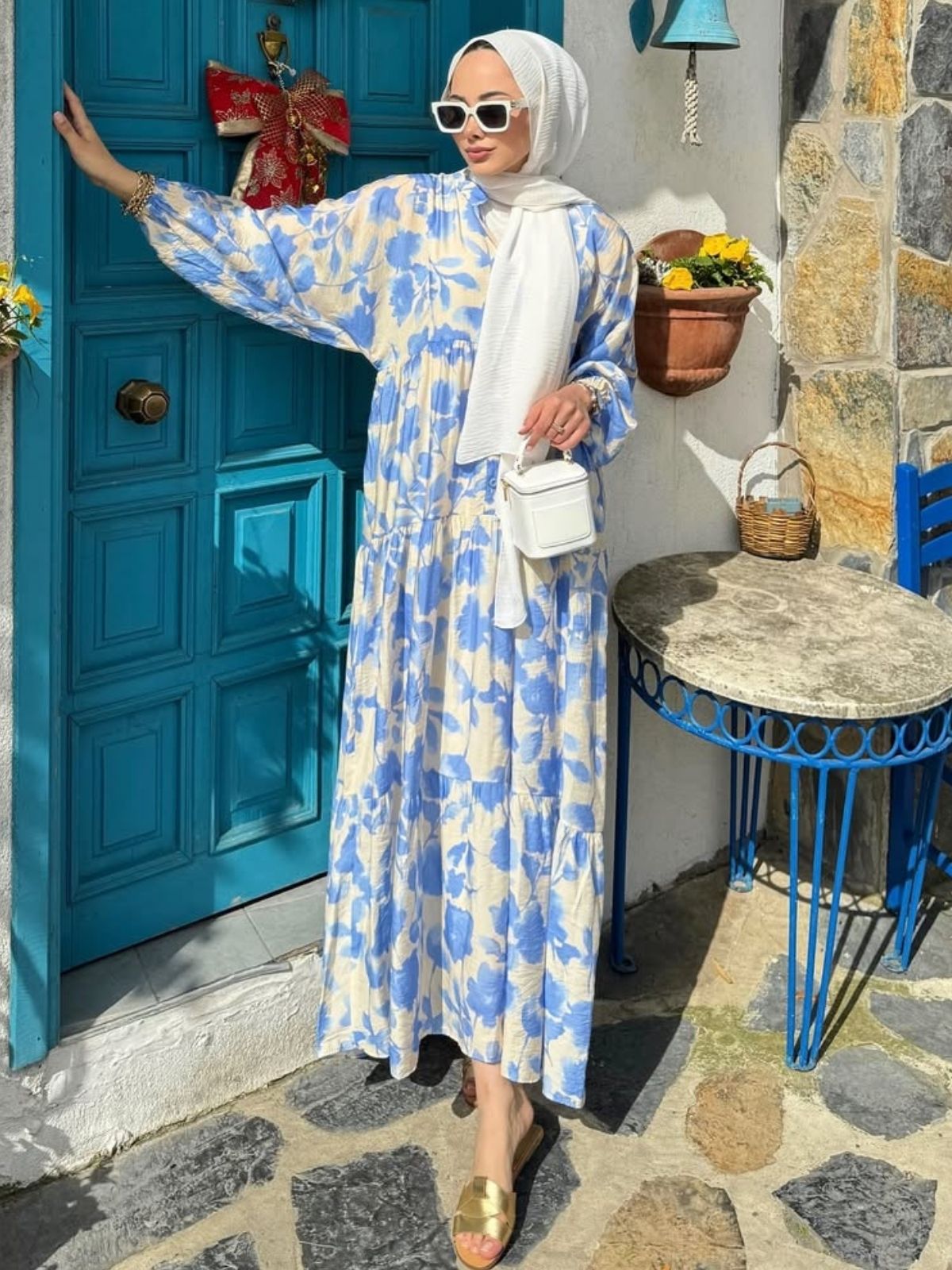 Asel Desen Elbise  L100206  - Maviş