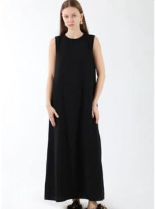 Sıfır Kol Elbise  L100207  - Siyah