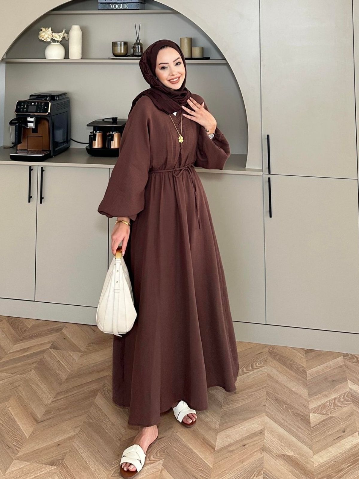 Perla Elbise  L100200 - Acı Kahve