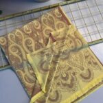 Dubai Kendinden Dokulu Çift Taraflı İpek Şal - 5252- Limon