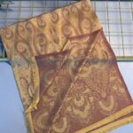 Dubai Kendinden Dokulu Çift Taraflı İpek Şal - 5252- Kahve