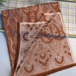 Dubai Kendinden Dokulu Çift Taraflı İpek Şal - 5252- Çikolata