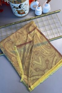 Milano Kendinden Dokulu Çift Taraflı İpek Şal - 8963 - Mocha