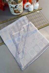 Bella Kendinden Dokulu Çift Taraflı İpek Şal - 4598 - Gri