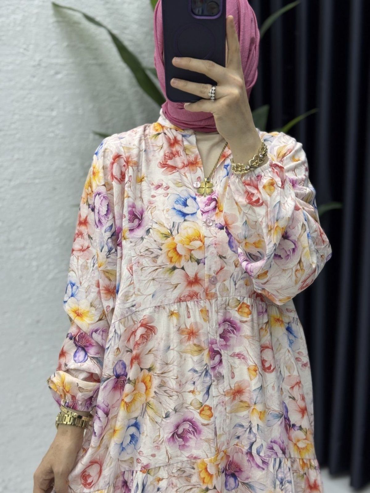 Jasmine Çiçek Bahçesi Elbise ELB100232 - Mercan - Görsel 2