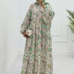 Eleya Çiçek Harmanı Elbise ELB100233 - Çağla