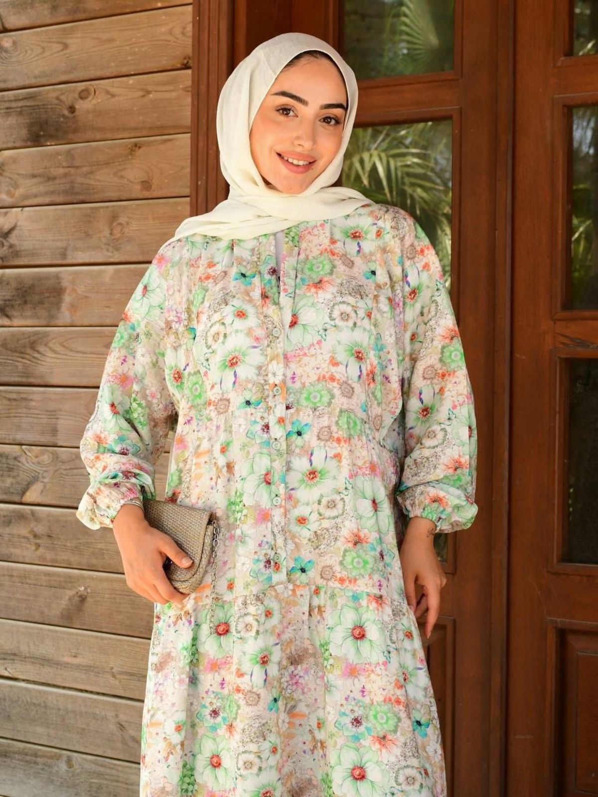 Eleya Çiçek Harmanı Elbise ELB100233 - Çağla - Görsel 2