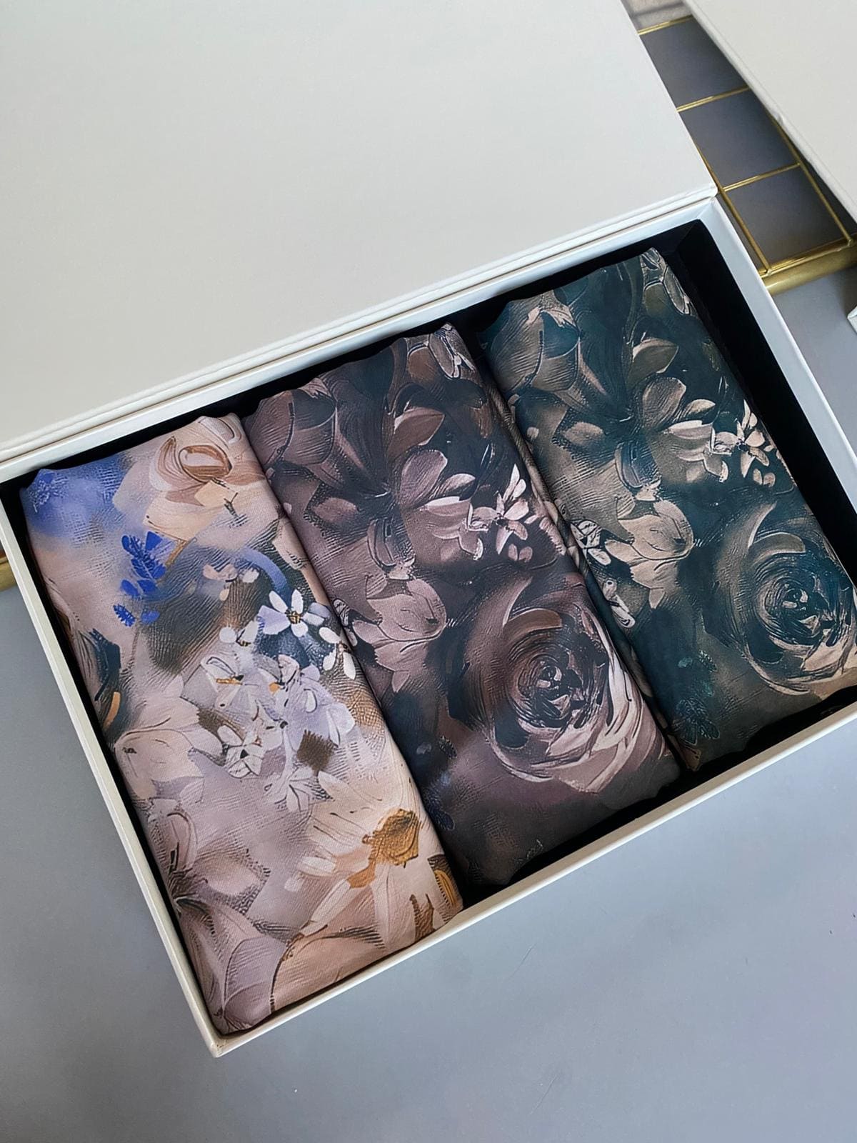 En Çok Sevilen 3'lü Mystic Bloom Desen Pamuk İpek Şal KT100229 Avantajlı Set