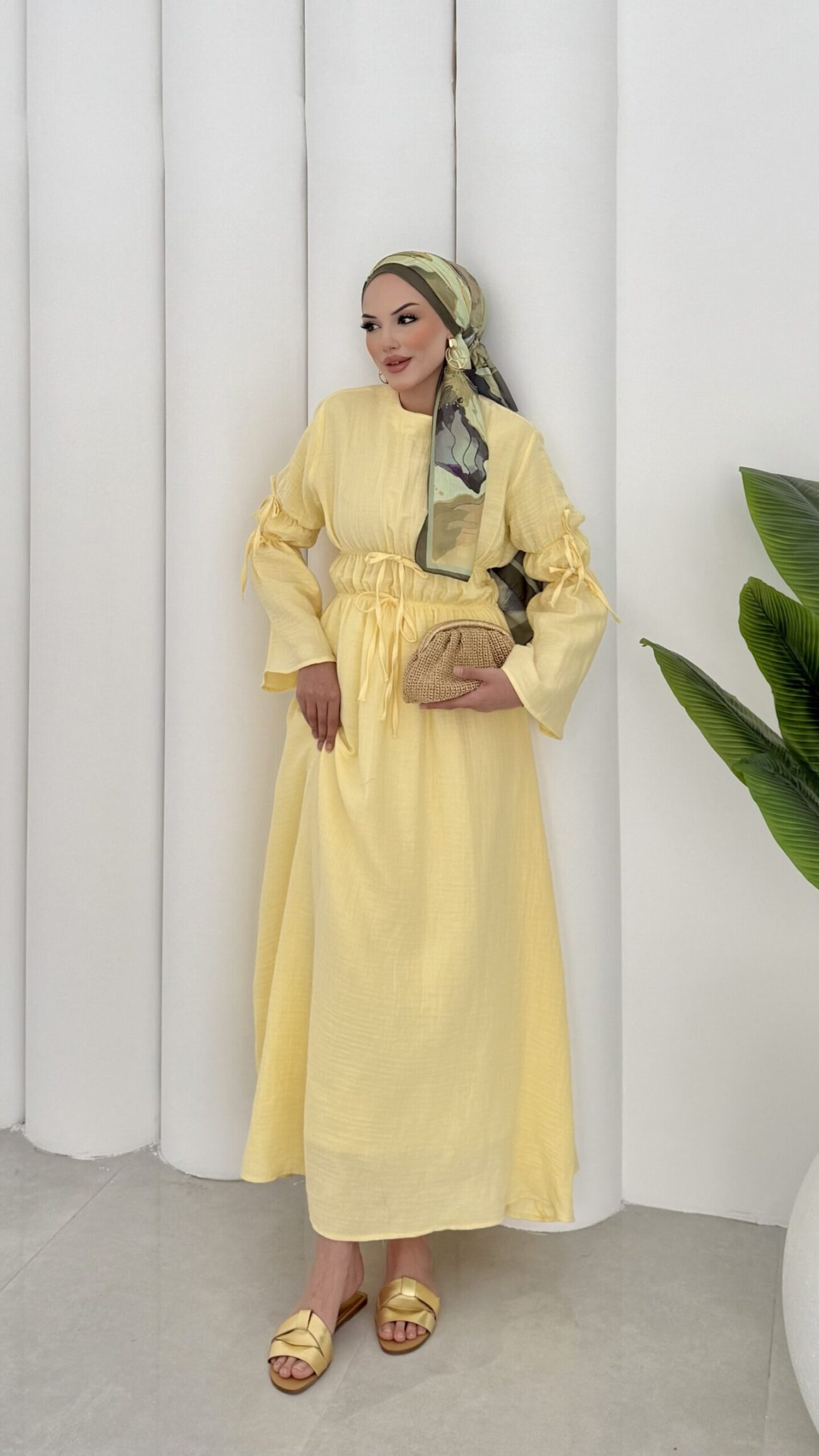 Solera Müslin Elbise L100216 - Sarı