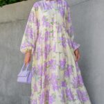 Mimoza Desenli Elbise L100138 -Lavanta