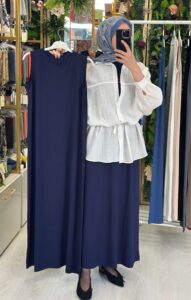 Sıfır Kol Elbise  L1002220  - Lacivert