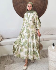 Mimoza Desenli Elbise L100138 - Çağla