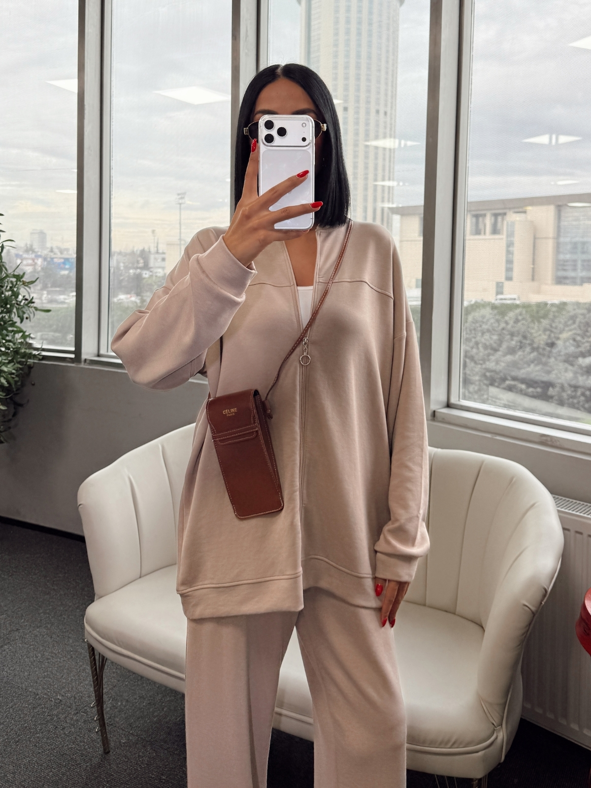 Fermuarlı Basic İkili Takım BÜYÜK BEDEN TK2962 - Karamel