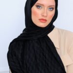 Qoza Desen İpeksi Jakar Şal - Siyah